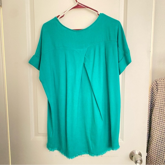 Umgee teal linen/rayon tunic, size S. - Picture 5 of 7